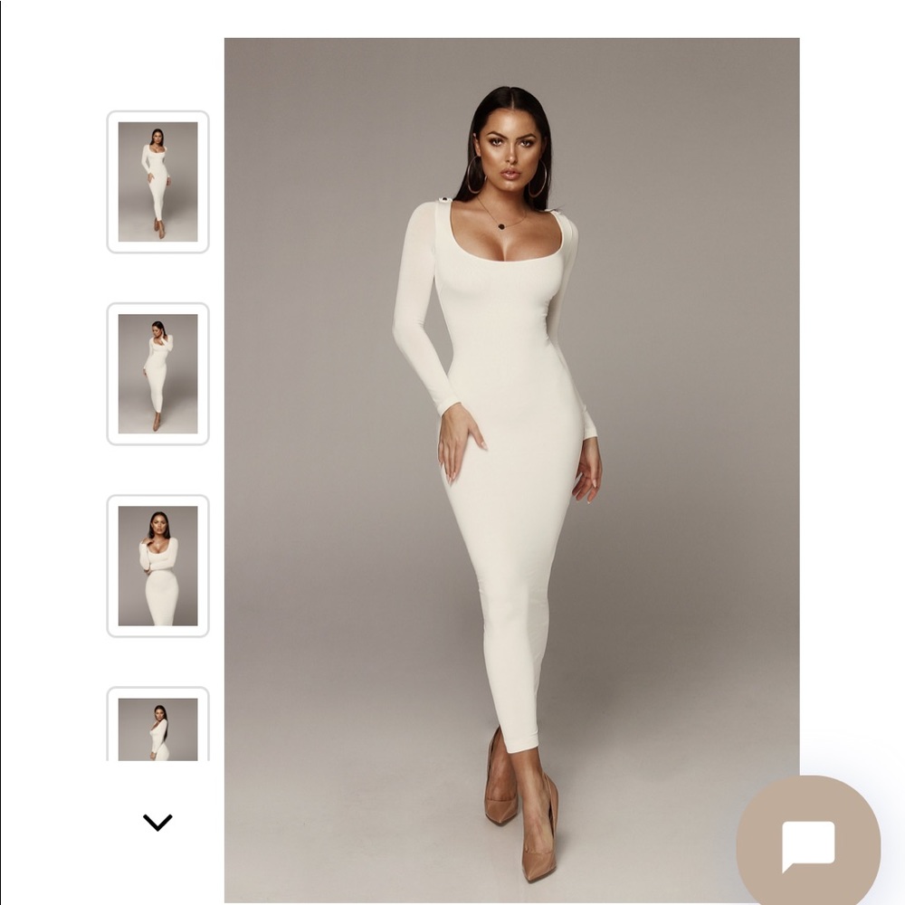 Ivory Cassandra long sleeve midi dress